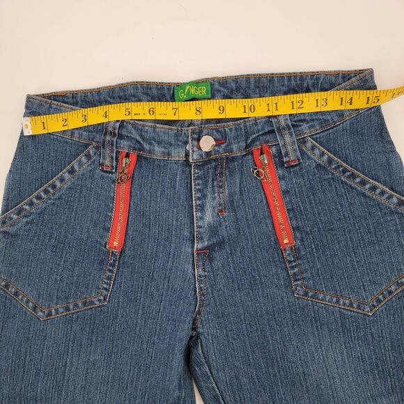 Ginger Juniors Y2K Flared Leg Low Rise Red Zippers & Stitching Jeans 11/12 NWOT - Picture 9 of 15
